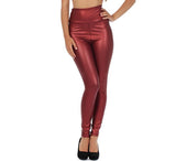 BURGUNDY FAX LEATHER LEGGINGS - B ANN'S BOUTIQUE