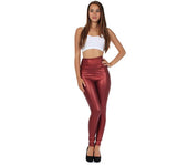 BURGUNDY FAX LEATHER LEGGINGS - B ANN'S BOUTIQUE