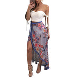 FLORAL STRIPED HIGH SPLIT SKIRT - B ANN'S BOUTIQUE