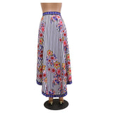 FLORAL STRIPED HIGH SPLIT SKIRT - B ANN'S BOUTIQUE