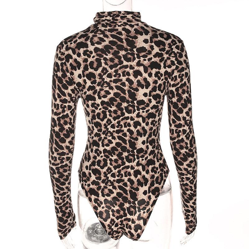 LEOPARD PRINT MOCK TURTLENECK LONG SLEEVE BODYSUIT B ANN S BOUTIQUE LLC