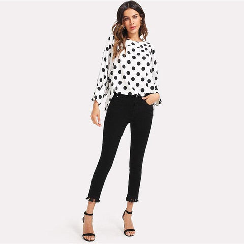 POLKA DOT PARTY TIME BLOUSE - B ANN'S BOUTIQUE