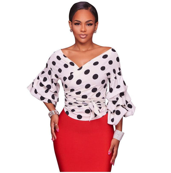 Red polka dot wrap top online