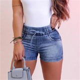 SUMMER KNIT DENIM SHORTS - B ANN'S BOUTIQUE, LLC