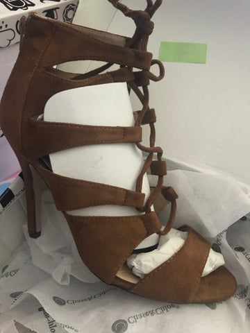 TAN SUEDE CAGED LACE UP - B ANN'S BOUTIQUE