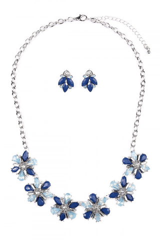 THE BLUES FLORAL NECKLACE & EARRING SET - B ANN'S BOUTIQUE