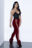 VELVET LACE-UP PANTS - B ANN'S BOUTIQUE, LLC