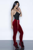 VELVET LACE-UP PANTS - B ANN'S BOUTIQUE, LLC