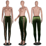 VELVET LACE-UP PANTS - B ANN'S BOUTIQUE, LLC